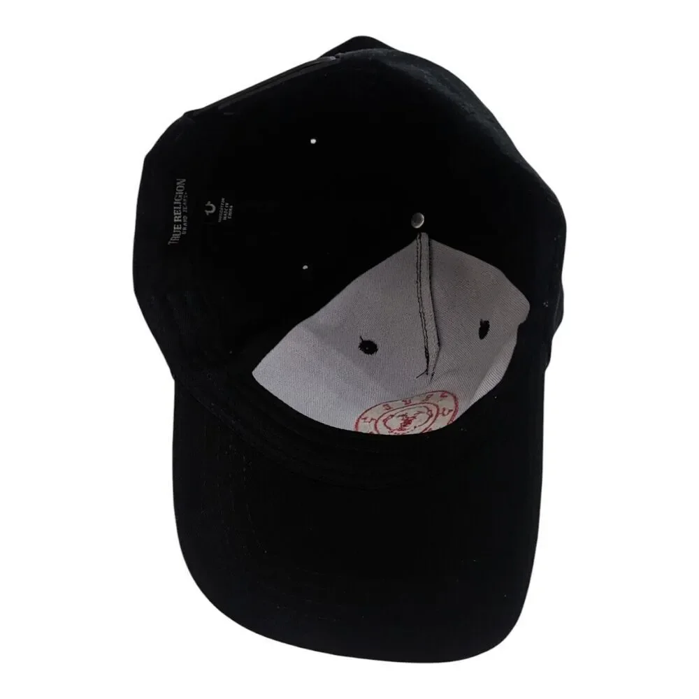 True Religion Hat‎ Snapback Baseball Poker Cap Black Red Buddha Smiley Face Logo